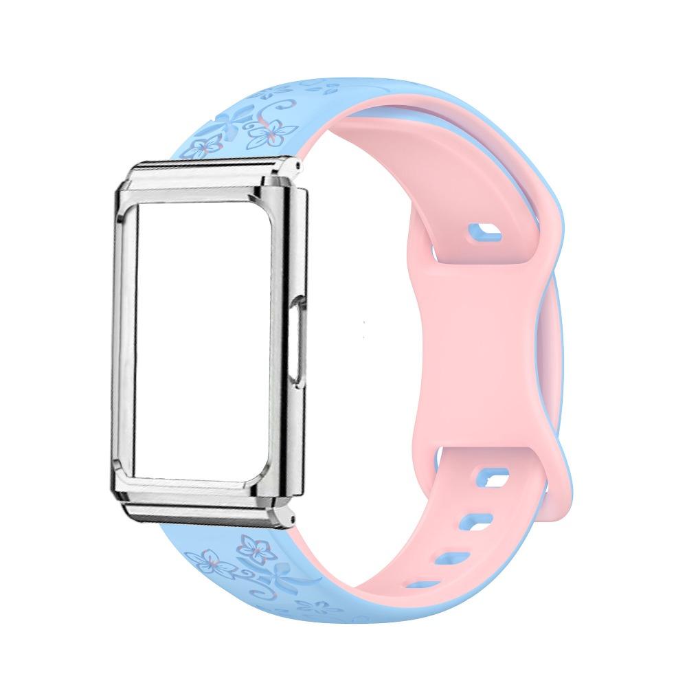 Metalowa rama etui ochronne + Dwukolorowy wytłaczany silikonowy pasek do Huawei Band 11 Pro