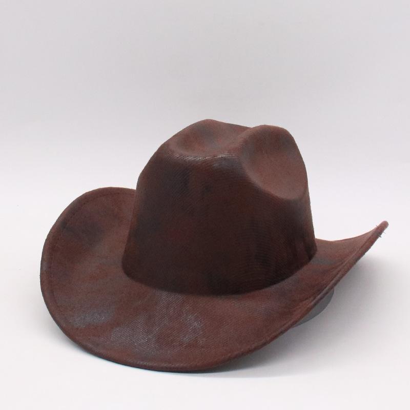 Men'S Outdoor Sunscreen Visor Western Prairie Gentleman'S Top Hat British Jazz Retro Textured Cowboy Hat
