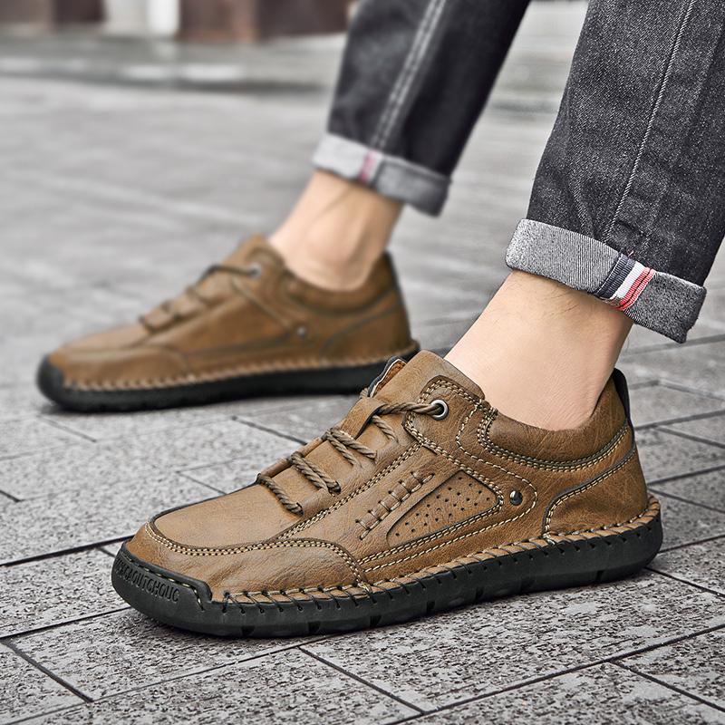 

Men s Leather Oxford Shoes Lace-Up Business Casual Dress Shoes Comfortable for Office & Daily Wear men sneakers 38 хаки