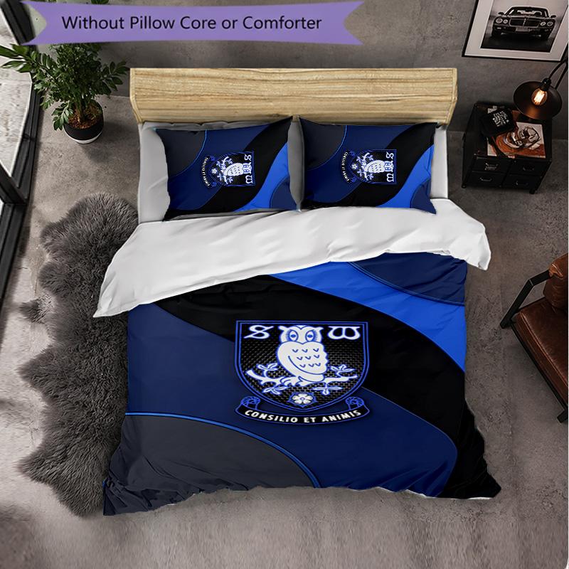 Sheffield Wednesday Football 3 Piece Bedding Set Soft Duvet Cover Set with Pillowcases Printed Bedroom Decor Set for Home