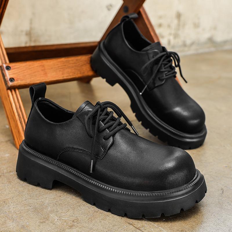 Fashion British Style Men's Casual Leather Shoes Thick Bottom Business Formal Dress Footwear Versatile Male Oxford Shoes New Derby Shoes