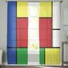 Abstract Geometric Block Tulle Curtains Modern Voile Sheer for Living Room Bedroom Kitchen