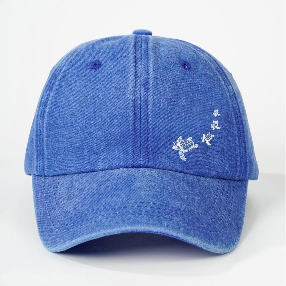 Minimalist Style Turtle Print Baseball Cap Soft Cotton Trucker Hat Washed Baseball Cap  For Adults
