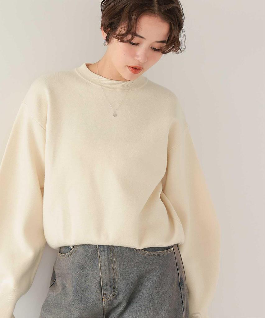 Titibait Crew Neck Free Ivory Sweat-Like Knit, AEXP4181, Women's, Size,