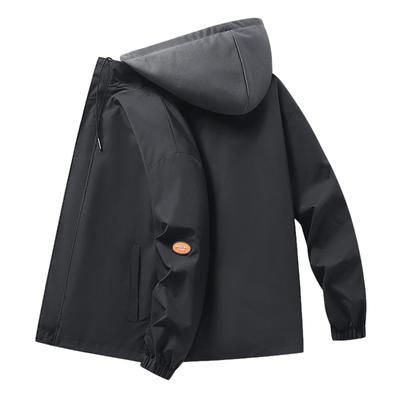 Spring and Autumn Hong Kong Style Loose Hooded Jacket Men's Hooded Stand-up Collar Casual Men's Sports Jacket Men's Clothing