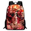 One Piece Mochila Escolar 15-Inch Large Capacity Durable Lightweight Adjustable Cartoon School Backpack Unisex For Kids Age 6-10