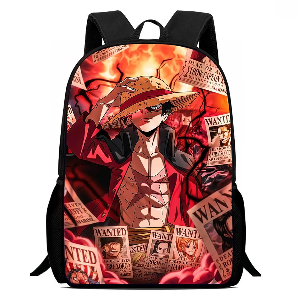 One Piece Mochila Escolar 15-Inch Large Capacity Durable Lightweight Adjustable Cartoon School Backpack Unisex For Kids Age 6-10