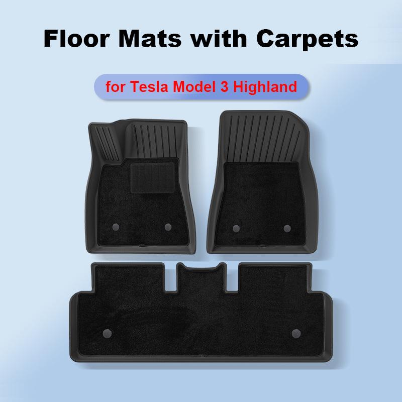 for Tesla Model 3 Highland 2024 Floor Mats Carpet Full Foot Pad Protection Cover TPE Front Rear Trunk Backrest Cushion Blanket