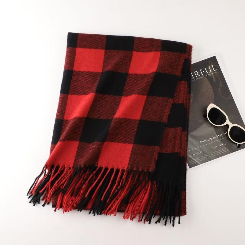 Christmas vibe scarf women's winter new Ankara red scarf long versatile knitted shawl scarf