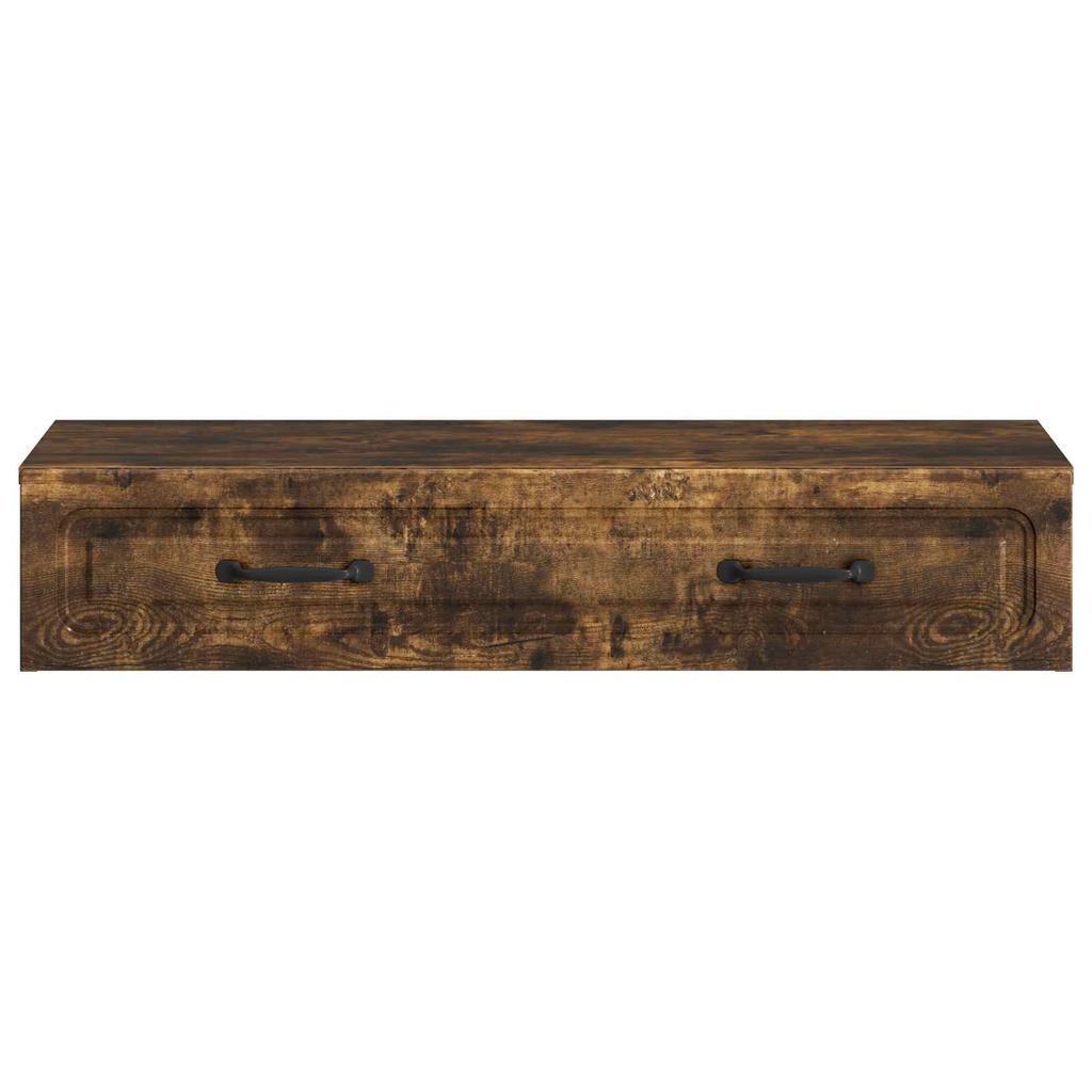 Wall Mounted Side Table Smoked Oak Wood Based Material
