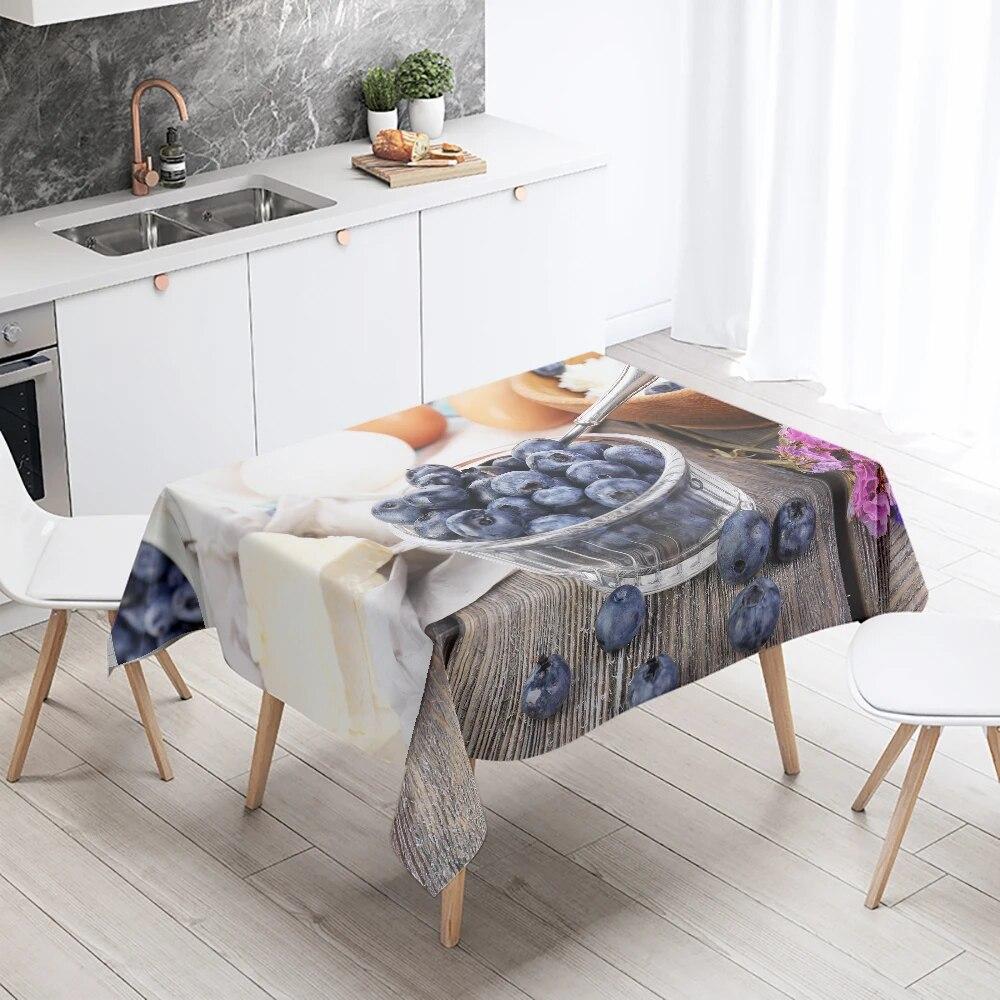 Bedruckte Tischdecke mit Gourmet-Kuchen, für Restaurant, Küche, Tischdekoration, schmutzabweisend, wasserdicht, rechteckig, Heimdekoration