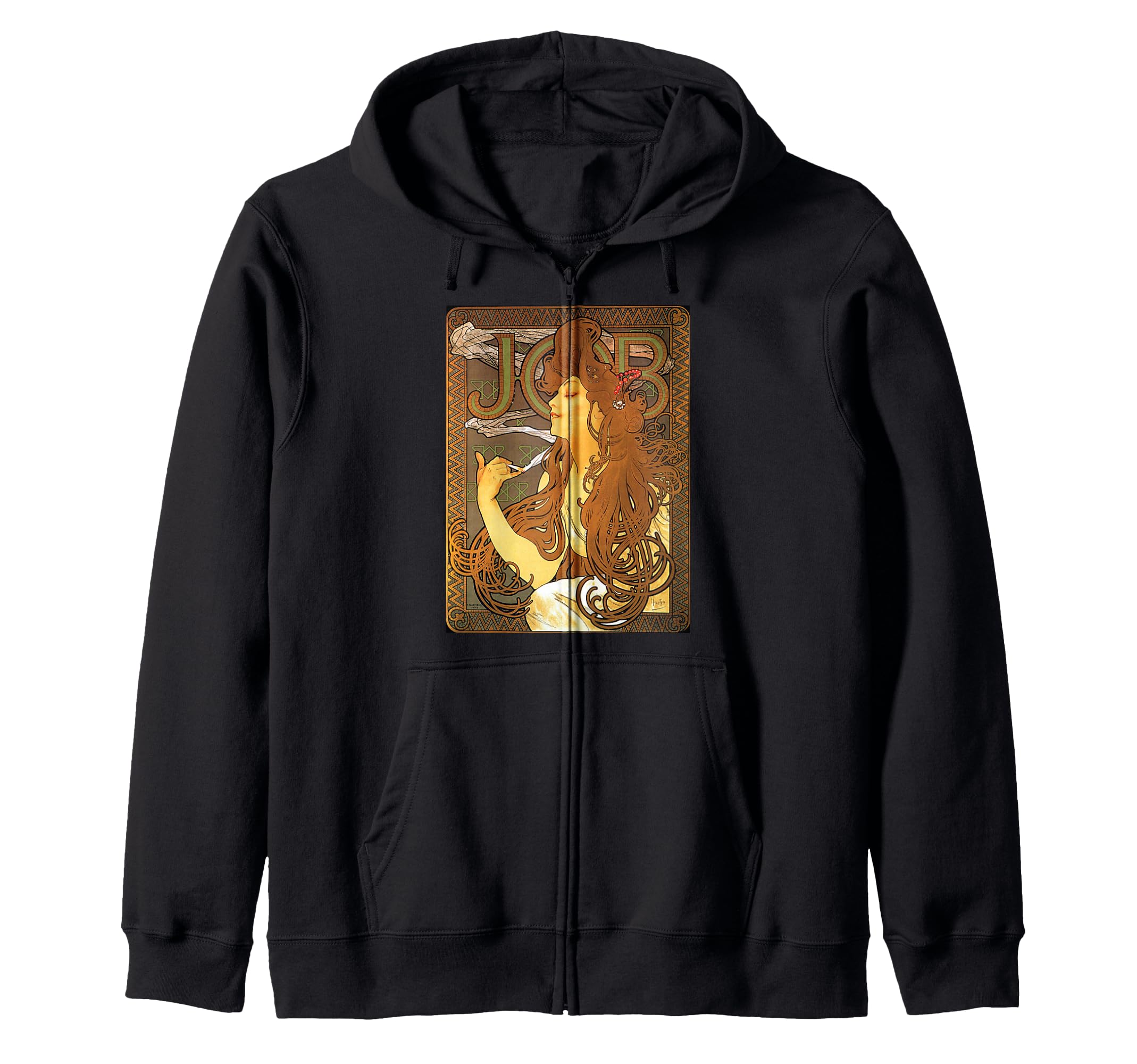 Art Nouveau Job Mucha Sexy Beauty Elegant Woman Zip-Up Hoodie