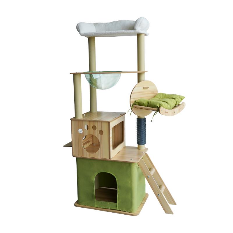 Multifunctional Cat Tree: Climbing Frame, Bed, Scratching Post, Jumping Platform, Large Villa, Capsule, Space-Saving