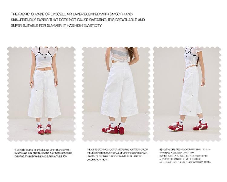 American Retro Wide-Leg Cropped Jeans 2026 - Versatile Multi-Pocket Spring/Summer Jeans