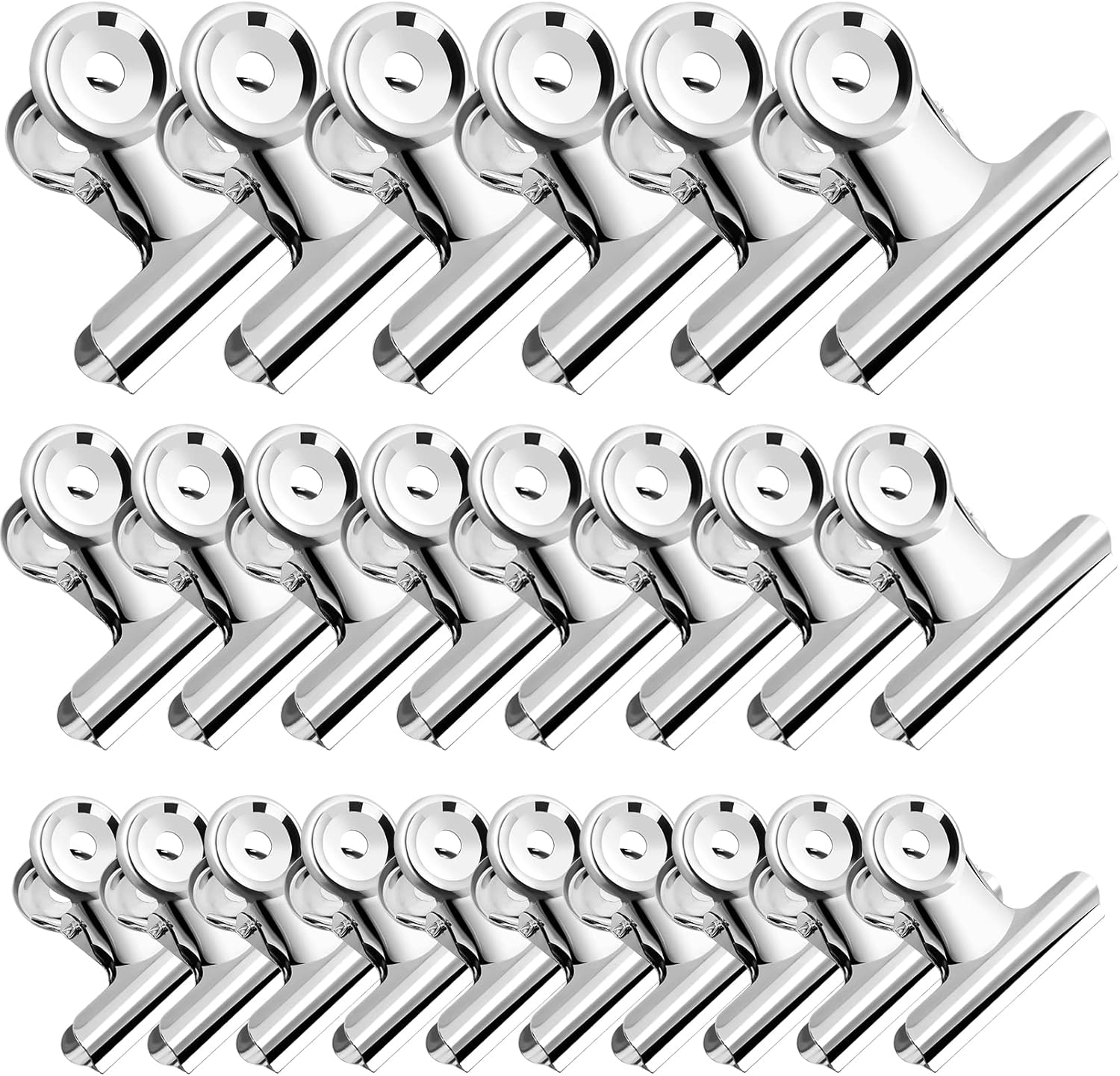 

24 Pack Large Metal Hinge Clips,3 Sizes Bulldog Clips,Large Bull Clips,Stainless Steel Chip Clips Bag Clips Food Clips,Pictures