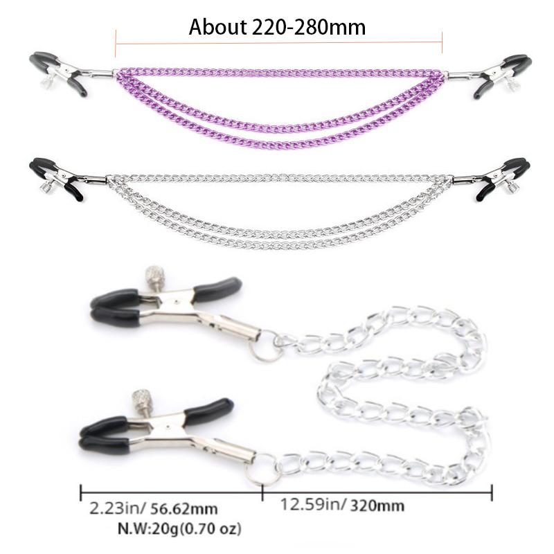 Metal Nipple Clamps with Chain Clips Flirting Teasing Sex Flirt Bondage Slave Bdsm Nipples Stimulation Fetish for Men Women Gay