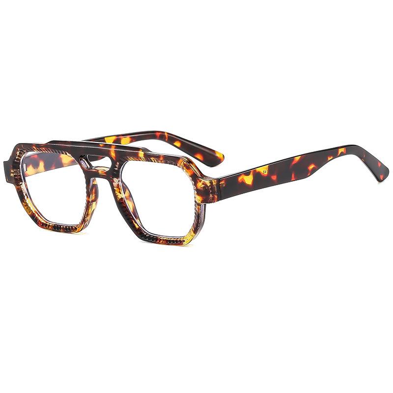 Retro Double-Beam Fashion Glasses: Versatile, Anti-Blue Light, High-End Style Frames for Casual Wear, Prescription Ready.