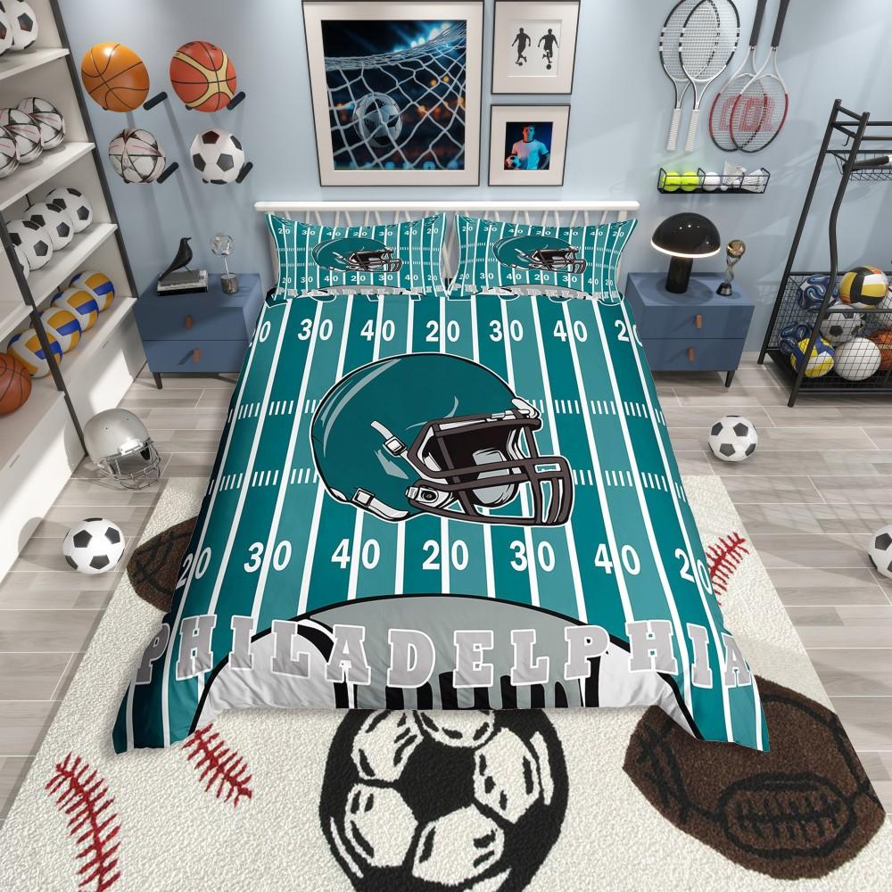 Homewish Boys Basketball Lover Duvet Cover Set,Modern Sport Player Bedding Set,Modern Ball Game Reversible Bed Set