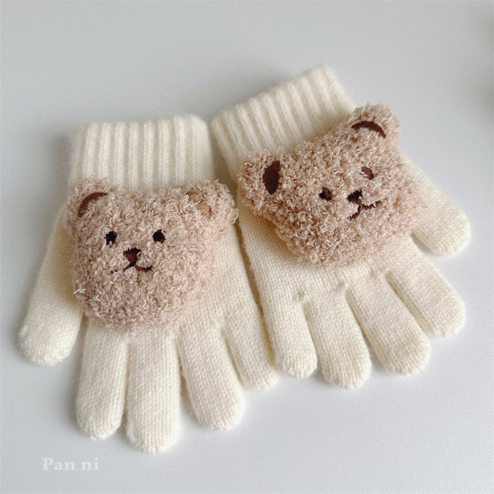 

Winter Thickened Fleece Cold-Proof Cycling Gloves, Warm Children s Gloves One Size