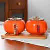 DARUNYAO New Year Lucky Persimmon Ceramic Tea Caddy & Ornament Gift Set