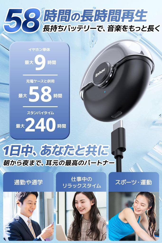 Bone Conduction Earphones Ear Cuff Bluetooth Air Conduction Wireless Earphones with 58H Full and Single or Separate Low Latency (2024