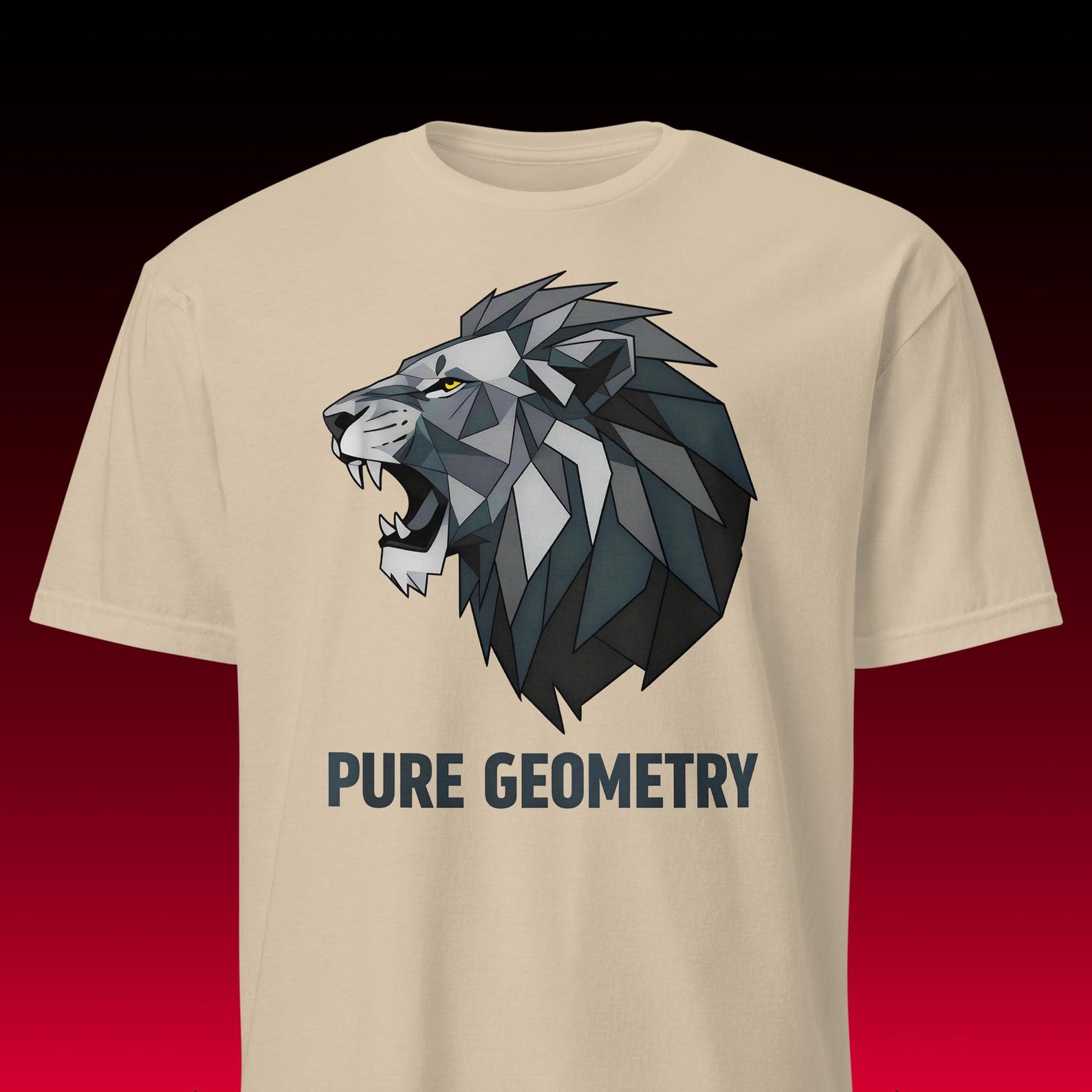 Low Poly Lion Tee | Geometric Aesthetic | Leo Zodiac Gift L