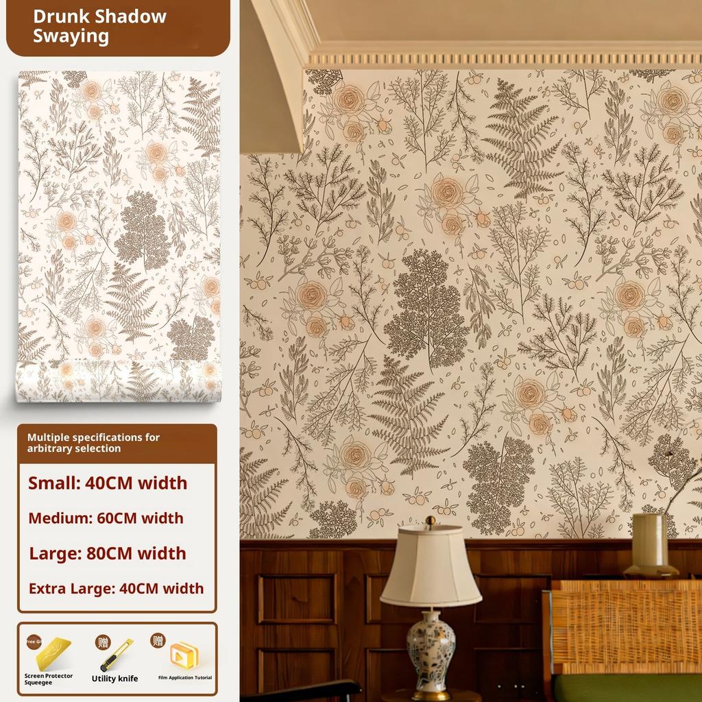 French Retro Sticker Furniture Refurbished Wardrobe Door Desktop Cabinet Cabinet Film Thickened Color Change Self-adhesive Wall Wallpaper