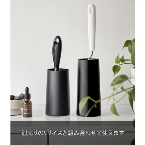 Yamazaki Tower Adhesive Cleaner Stand, Large, Vertical, Black, Approx. W7.5 x D7.5 x H17cm, for Clothes, Mini Storage Case, Suitable for Entryway, 456