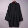 Lange ensfargede japanske kimono-ponchoer for menn, sommer Uformelt løs dame Yukata Haori Beach Svart Hiyoshi-skjortejakke