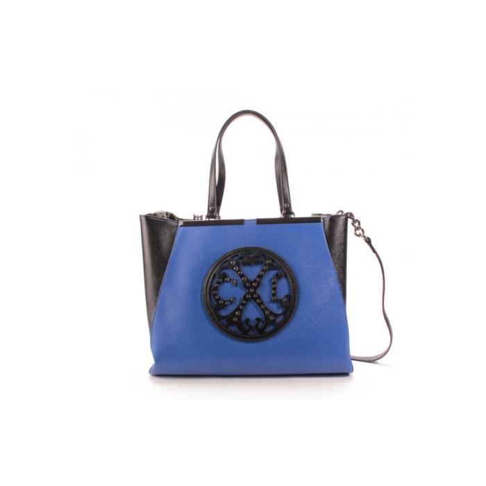 Tote Bag - CHRISTIAN LACROIX - Royal 1 - Royal Blue/Black - Adjustable Shoulder Strap - 100% Polyurethane