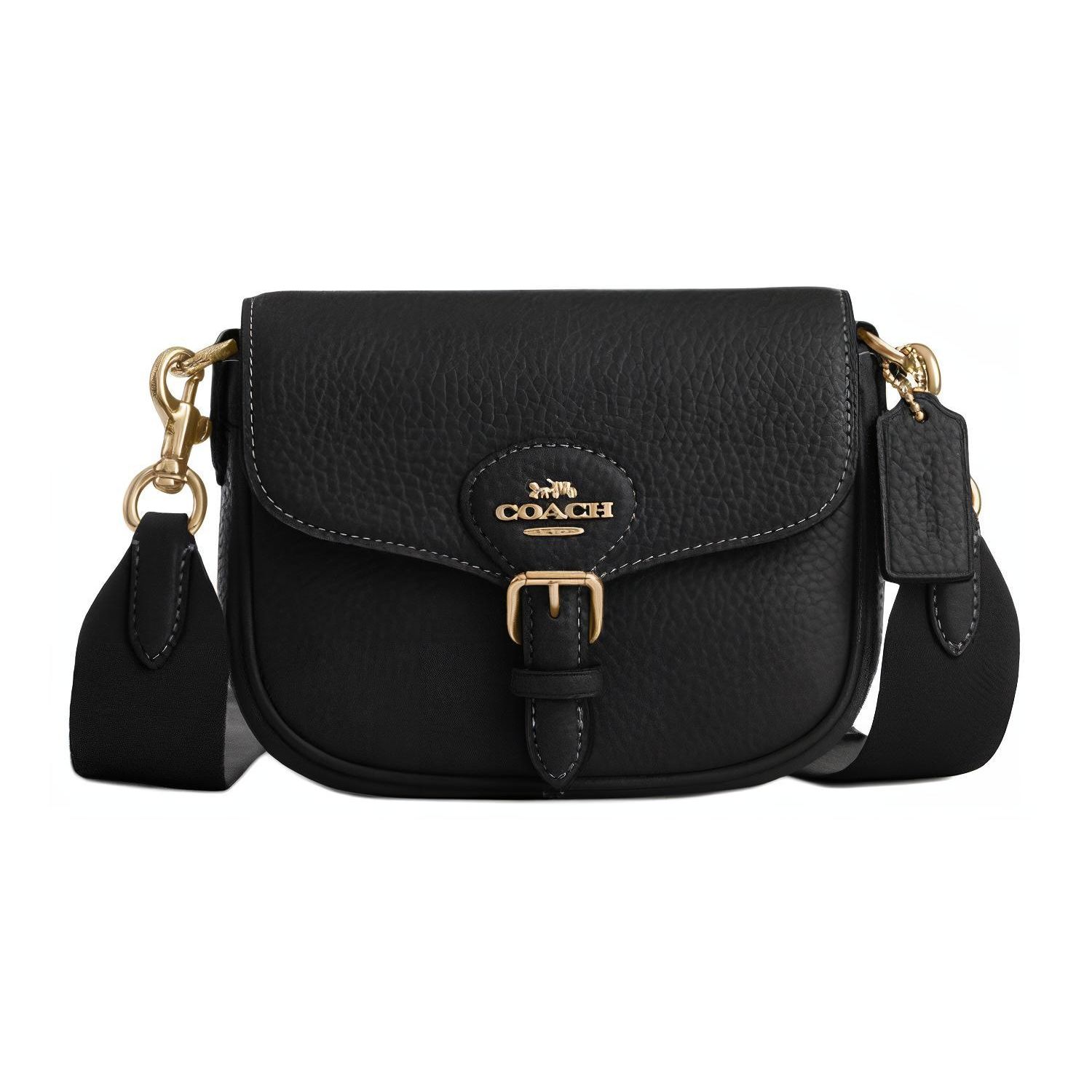 

Coach Leather Saddle Crossbody Bag Black Gold Hardware Daily Casual CP001-IMBLK Basic Set (Bag+Dust Bag)
