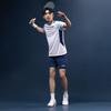 Li Ning Badminton Series Color Block Quick-Dry Breathable Training Competition Short Sleeve Shorts Casual Sports Suit Unisex suit AATV077-2