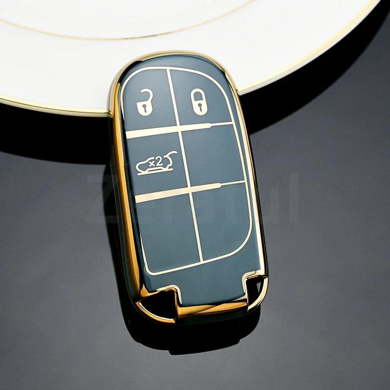 For Jeep Renegade Compass Grand Cherokee For Chrysler 300C Wrangler Dodge Tpu Car Key Cover Case Fob Shell Holder Accessaries