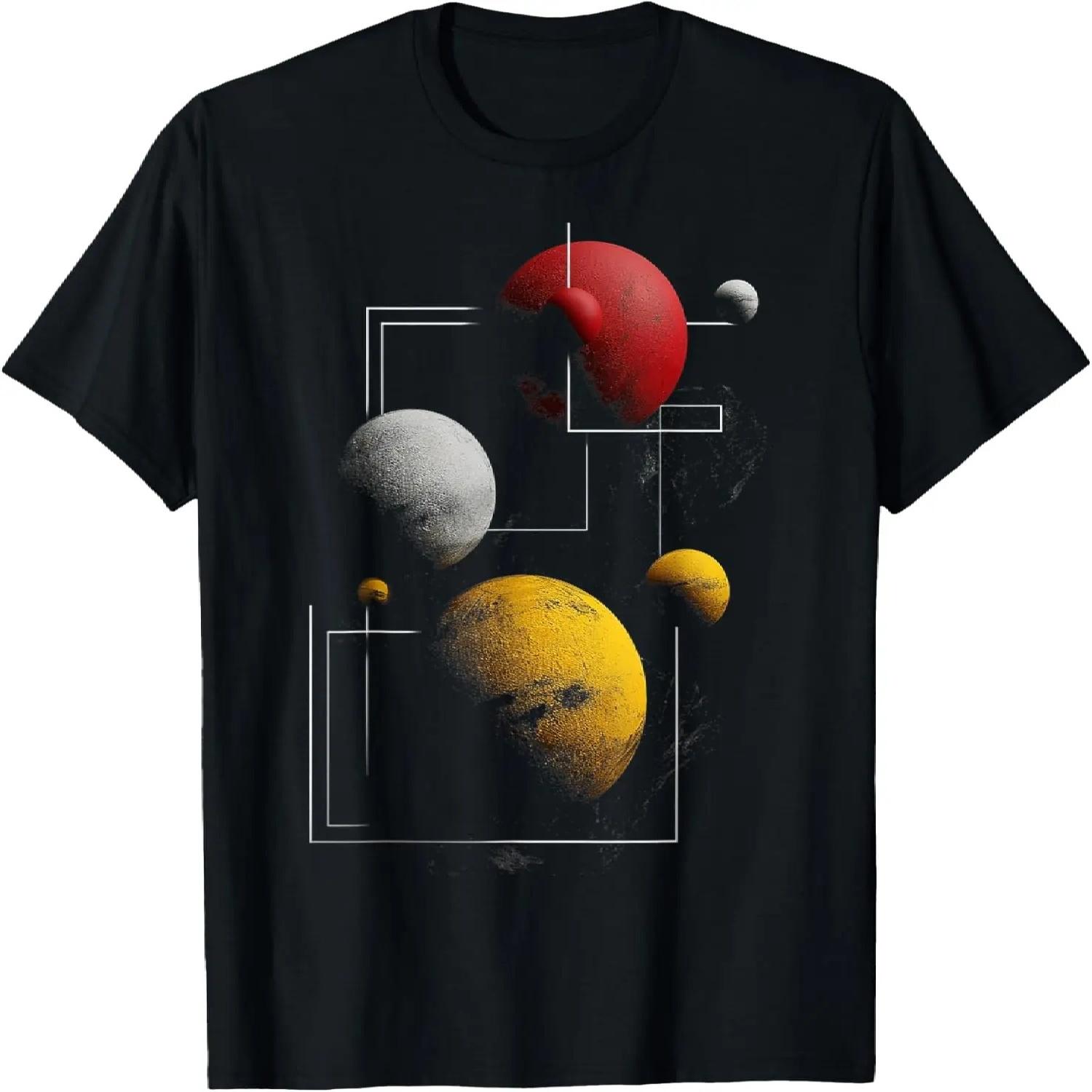 Planet Drawing Art Geometric Graphic Motif Planet T-Shirt S чёрный