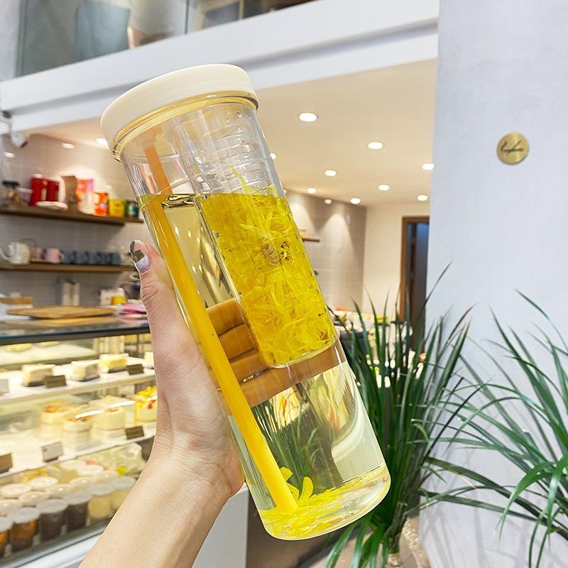 Roomy Lightweight to Carry Straw Cup See Through Non-leaking Water Cup with Filter Charming Drink Bottle for Boys and Girls