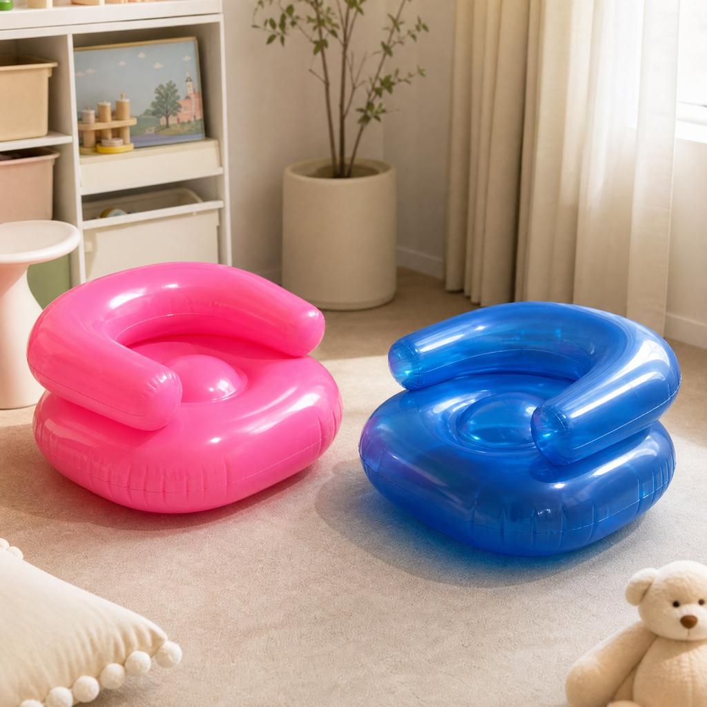 Children's Inflatable Sofa Blue - Portable Blow Up Couch for Kids Toddlers Indoor Outdoor Use
