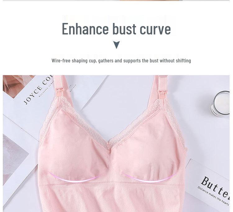 Lace Trim Wireless Nursing Camisole Bra - Pregnancy & Convenient Feeding