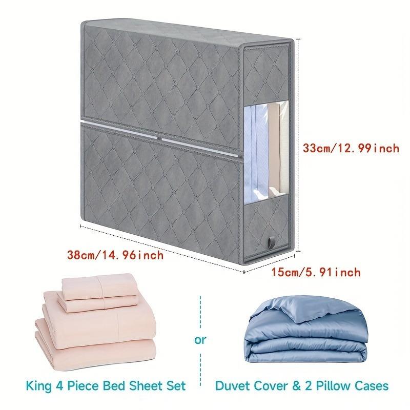 Set di organizer per lenzuola di grande capacità - Scatole portaoggetti resistenti con maniglie e finestra di visibilità, mantengono la stanza ordinata e pulita