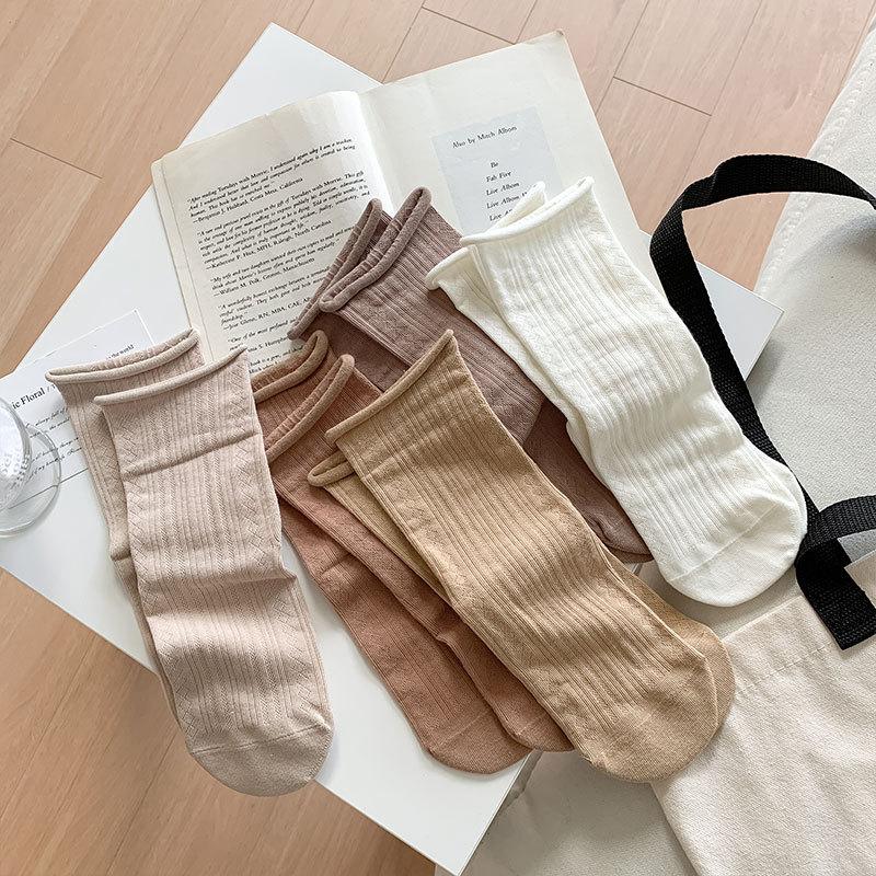 Socks Stacking Socks Combed Cotton Medium Tube Socks Mesh Thin Hollow Breathable Ballet Shoes Socks