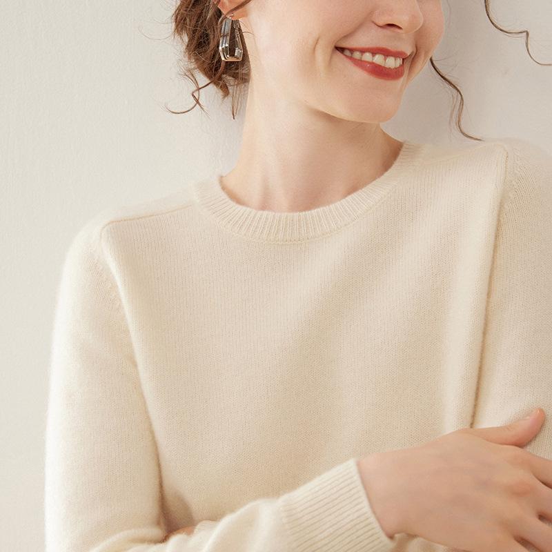Women's Cashmere Saddle Shoulder Sweater - Thick Autumn/Winter Pullover