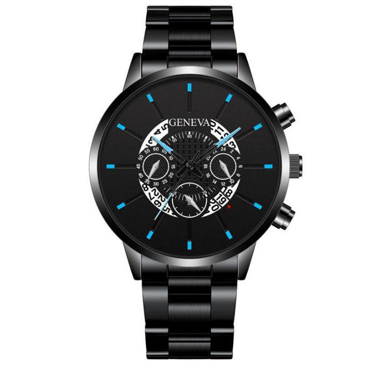 

Fashion Men Black Stainless Steel Watch Luxury Calendar Quartz Wrist Watch Mens Business Watches for Man Clock чорний