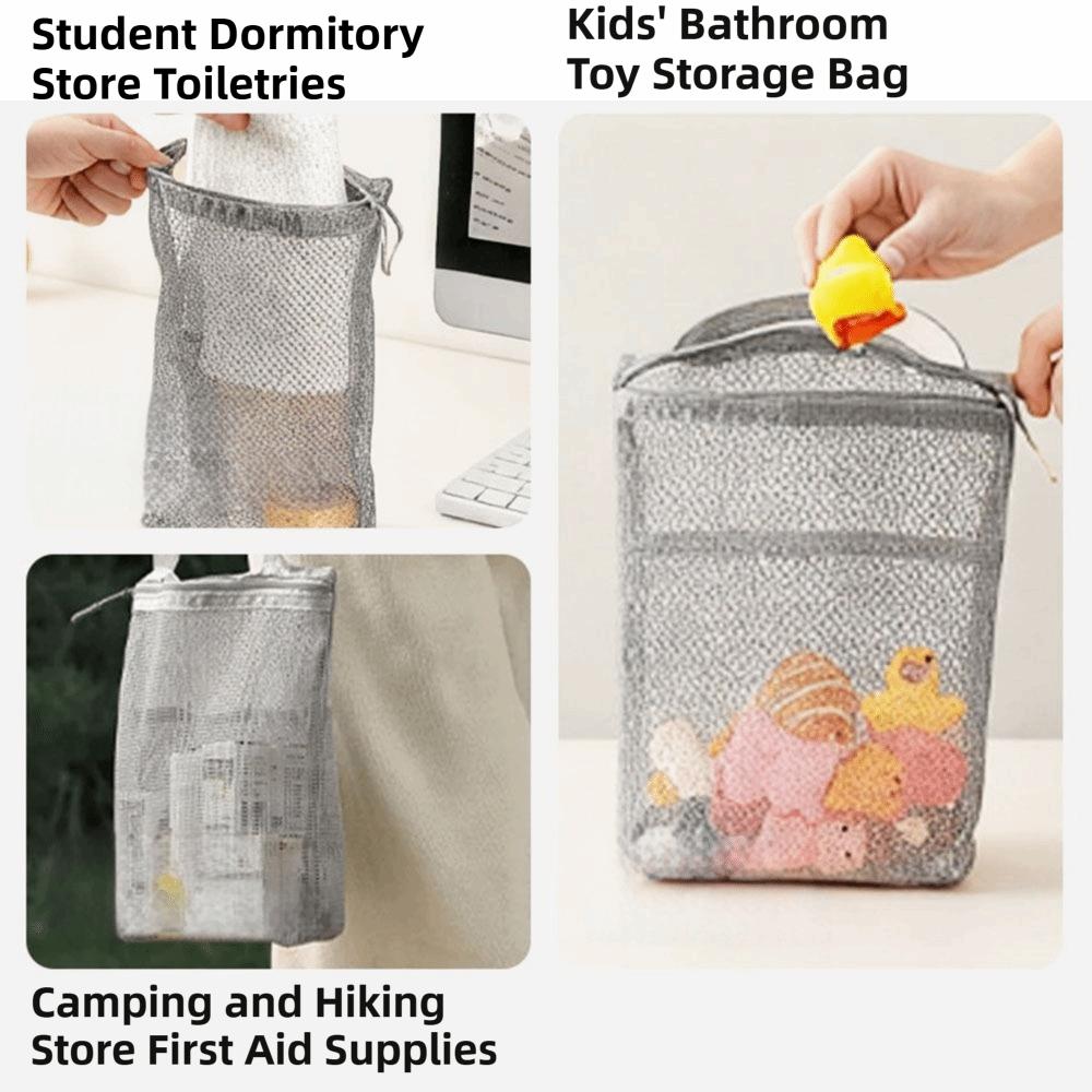 Hanging Portable Toiletry Bag Zipper Closure with Handle Mesh Storage Bag Breathable Mesh Waterproof Cosmetic Organizer Pouch