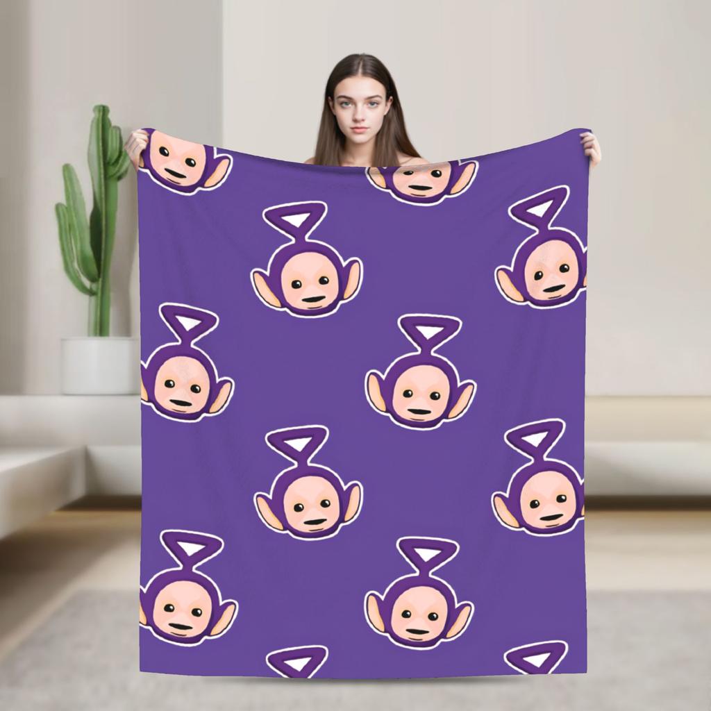 Childrens Cute T-Teletubbies Flannel Blanket Super Soft Throw Blanket for Bedroom Camping Pattern Bedspread Sofa Bed Cover