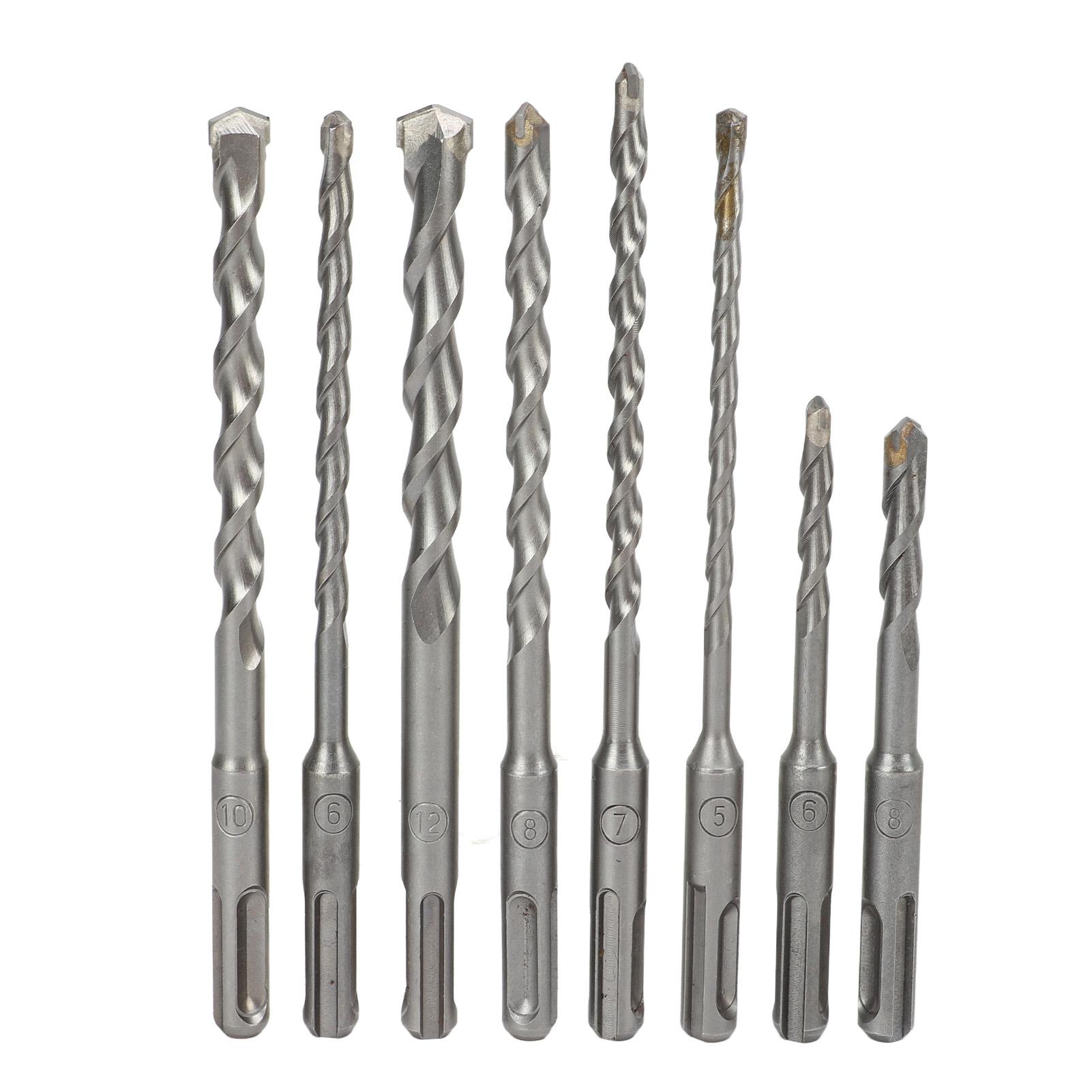 

8Pcs Hammer Drill Bit Carbide Tip 2 Flute Drilling Tool Set Kit for Concrete