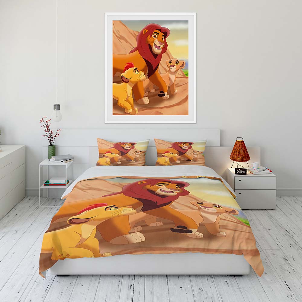 

3PC Lion King Bedding Set Kids Adults Single Double King Flat Sheet Duvet Cover Pillowcase Bed Linens Bedclothes Free Shipping 135X200cm