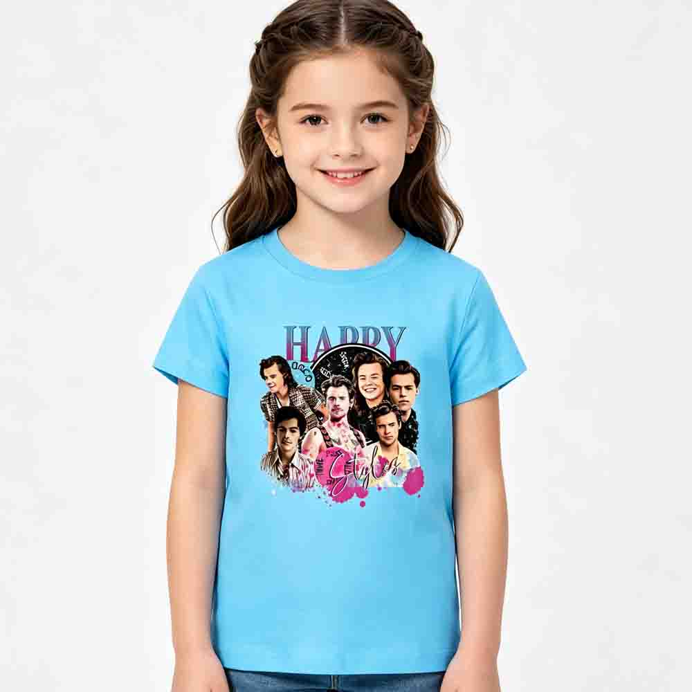 Maglietta Unisex in Cotone 100% Bambini Harry Styles Kiss All The Time Album Estate 2026 Girocollo Ragazzi Ragazze Hip Hop Manica Corta T-shirt Regalo per Fan