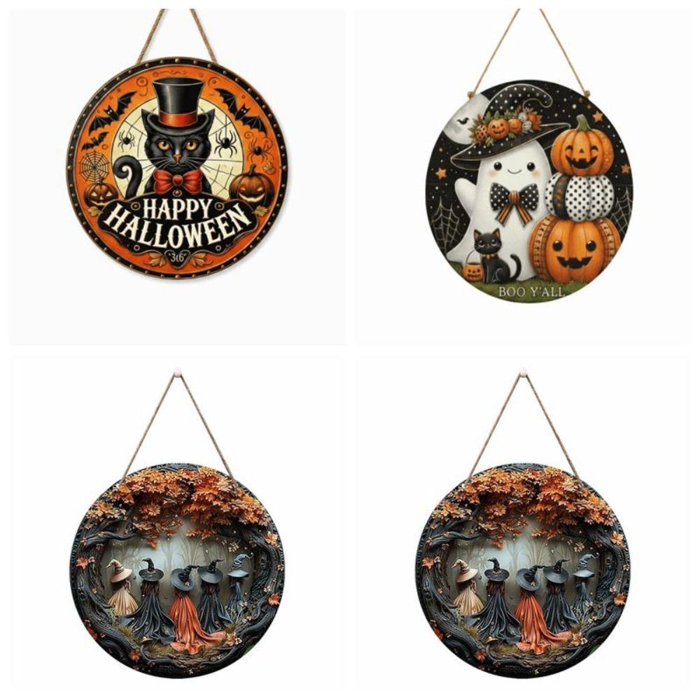 Wooden Halloween Door Decorations Ghost Pumpkin Porch Decor Wall Decoration Indoor Atmosphere