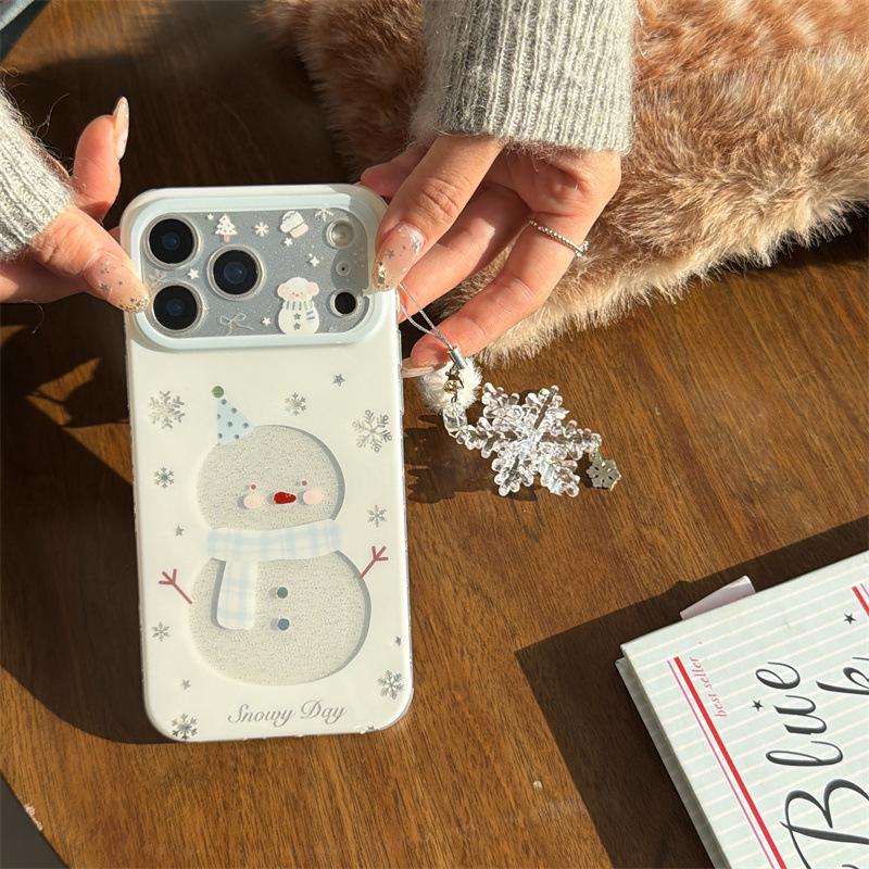 Winter Glitter Snowflake Snowman iPhone Case for 17, 16 Pro Max, 15, 14