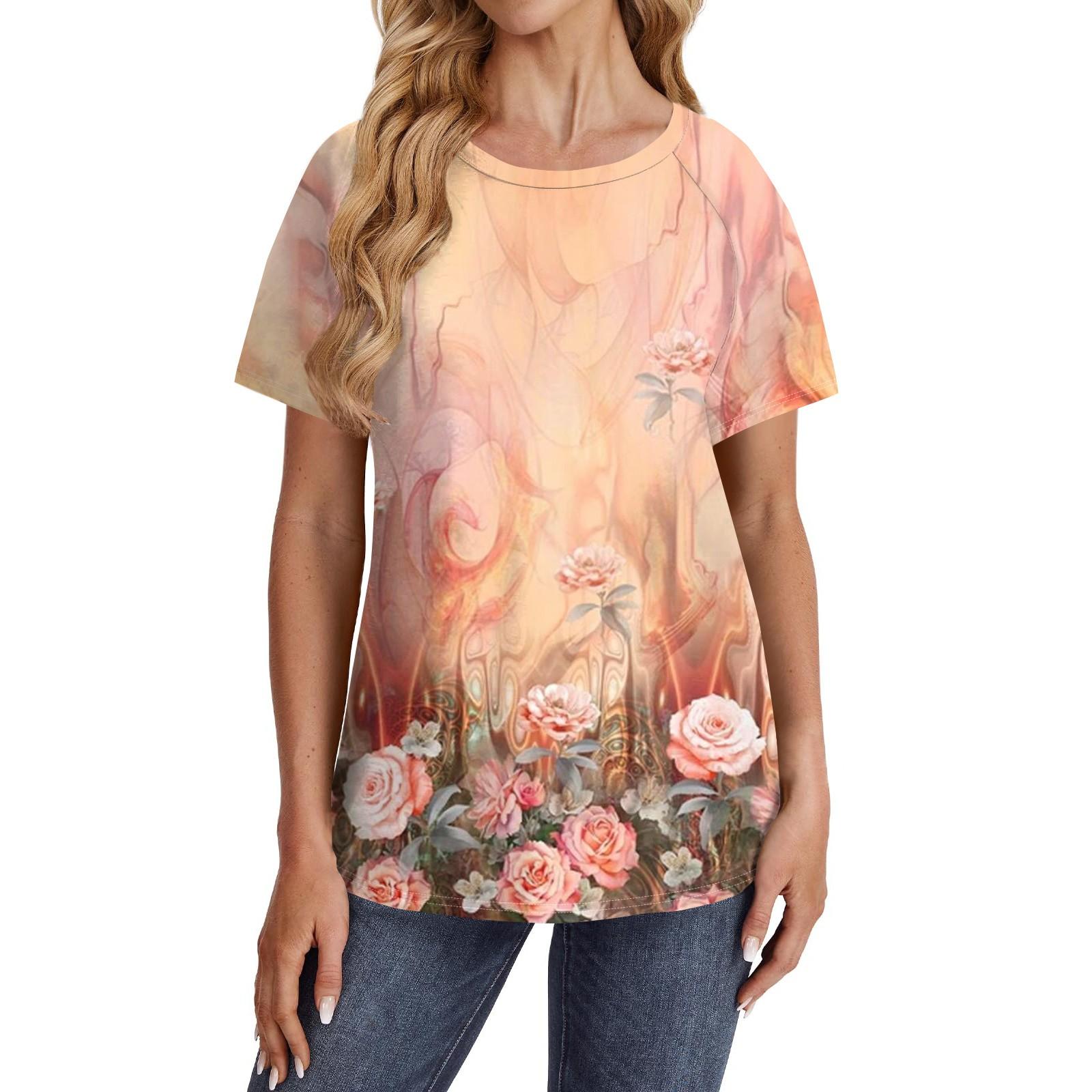 

Женские футболки с коротким рукавом, милые туники с круглым вырезом, топы, базовые футболки, блузки, свободный пуловер L бежевый