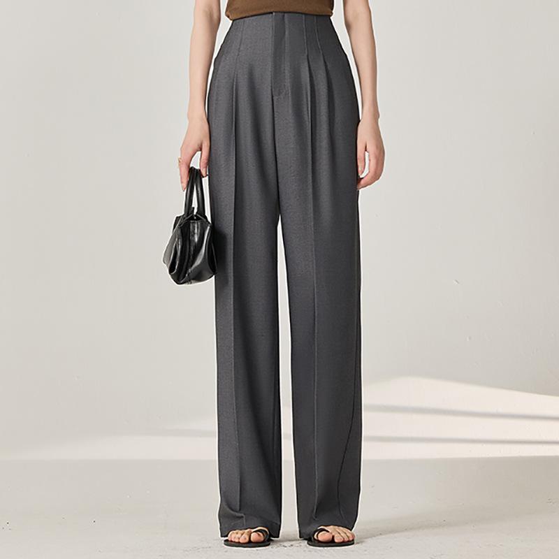 

Spring/Summer 2025 Women s High-Waisted Drapey Straight-Leg Pants - Casual Versatile Petite Fit XL
